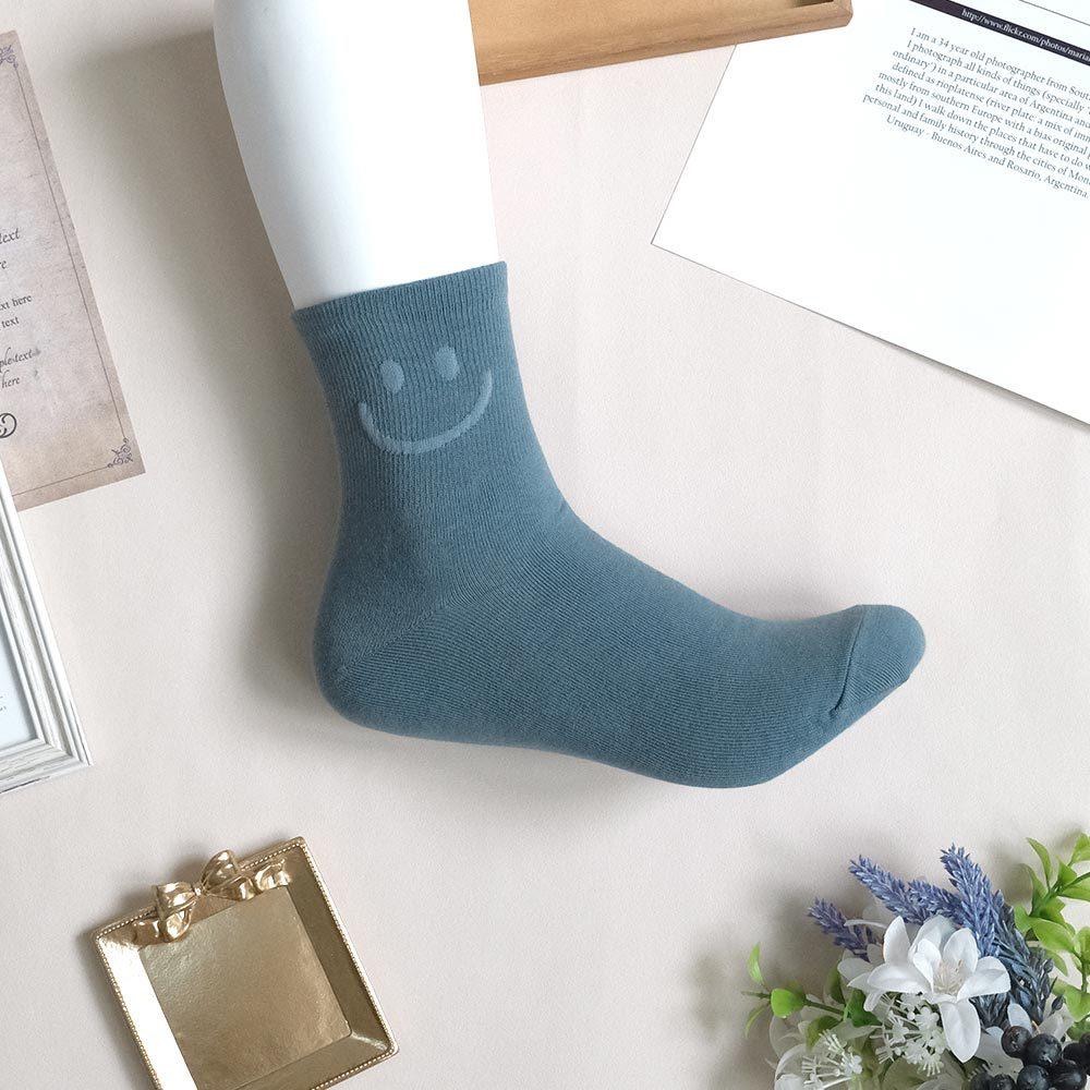 AHUA阿華有事嗎 純色浮雕微笑中筒襪 K2128 正韓襪子 百搭純棉襪 韓妞必備 少女襪-細節圖5