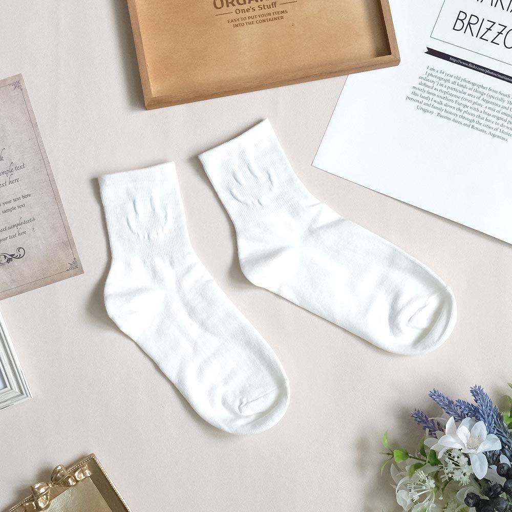 AHUA阿華有事嗎 純色浮雕微笑中筒襪 K2128 正韓襪子 百搭純棉襪 韓妞必備 少女襪-細節圖6