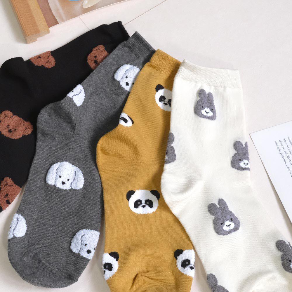 AHUA阿華有事嗎 滿版立體毛毛可愛動物小頭中筒襪 K2160 正韓襪子 百搭純棉襪 韓妞必備 少女襪-細節圖5