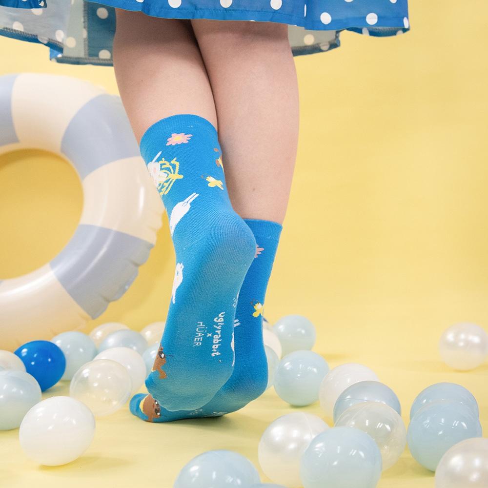 AHUA原創設計襪子  HUAER x 醜白兔聯名AB中筒襪  Z0031 插畫家設計襪  MIT台灣製造 阿華有事嗎-細節圖9