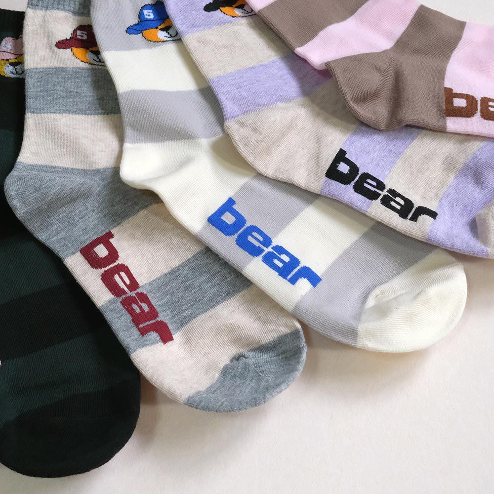 AHUA阿華有事嗎 bear復古帽子小熊撞色條紋中筒襪 K2170 正韓襪子 百搭純棉襪 韓妞必備 少女襪-細節圖5