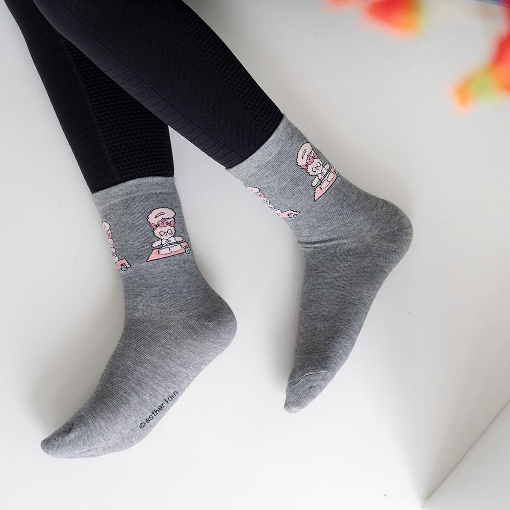 AHUA 艾絲樂小兔聯名-連續動作中筒襪 女生襪子 R0024 純棉中筒襪 MIT台灣製造 原創設計襪-細節圖5