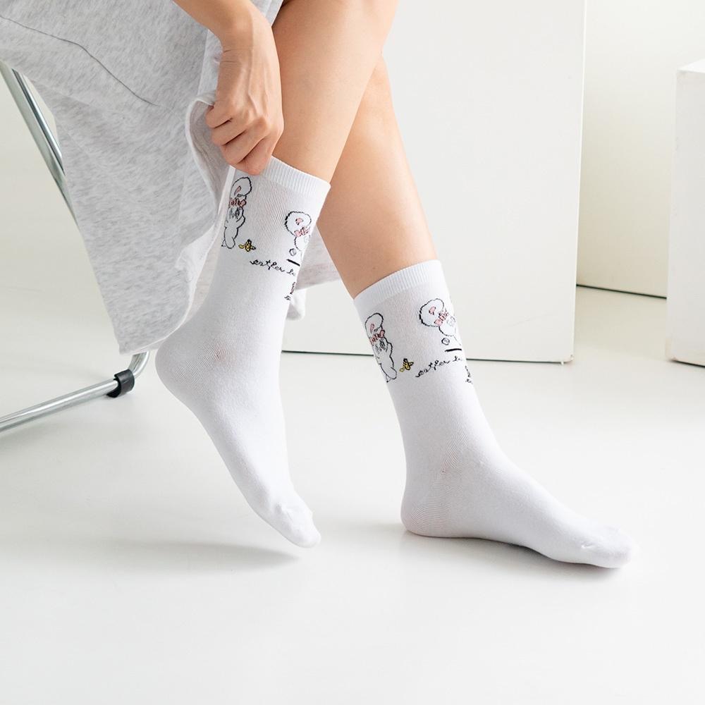 AHUA 艾絲樂小兔聯名-連續動作中筒襪 女生襪子 R0024 純棉中筒襪 MIT台灣製造 原創設計襪-細節圖9