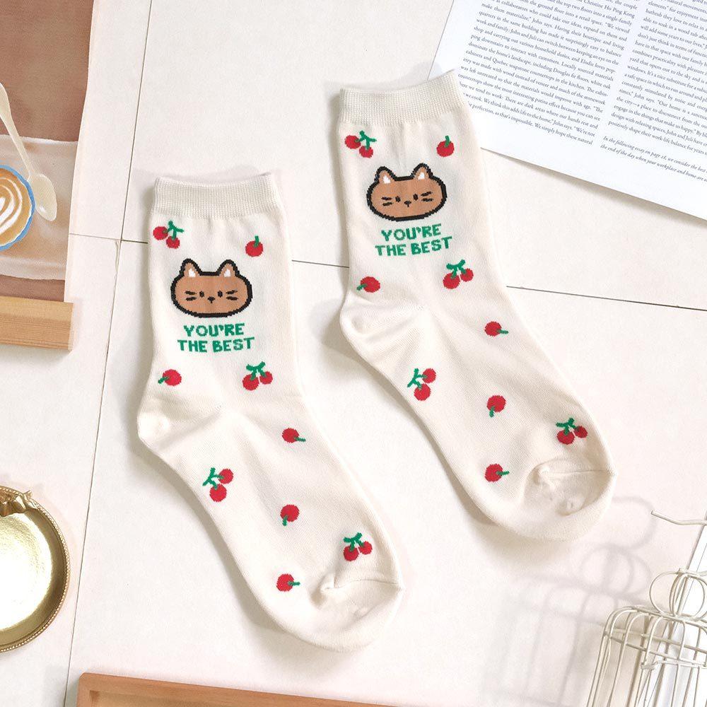 AHUA阿華有事嗎 YOU＇RE THE BEST滿版小圖動物中筒襪 K2167 正韓襪子 百搭純棉襪 韓妞必備 少女襪-細節圖7