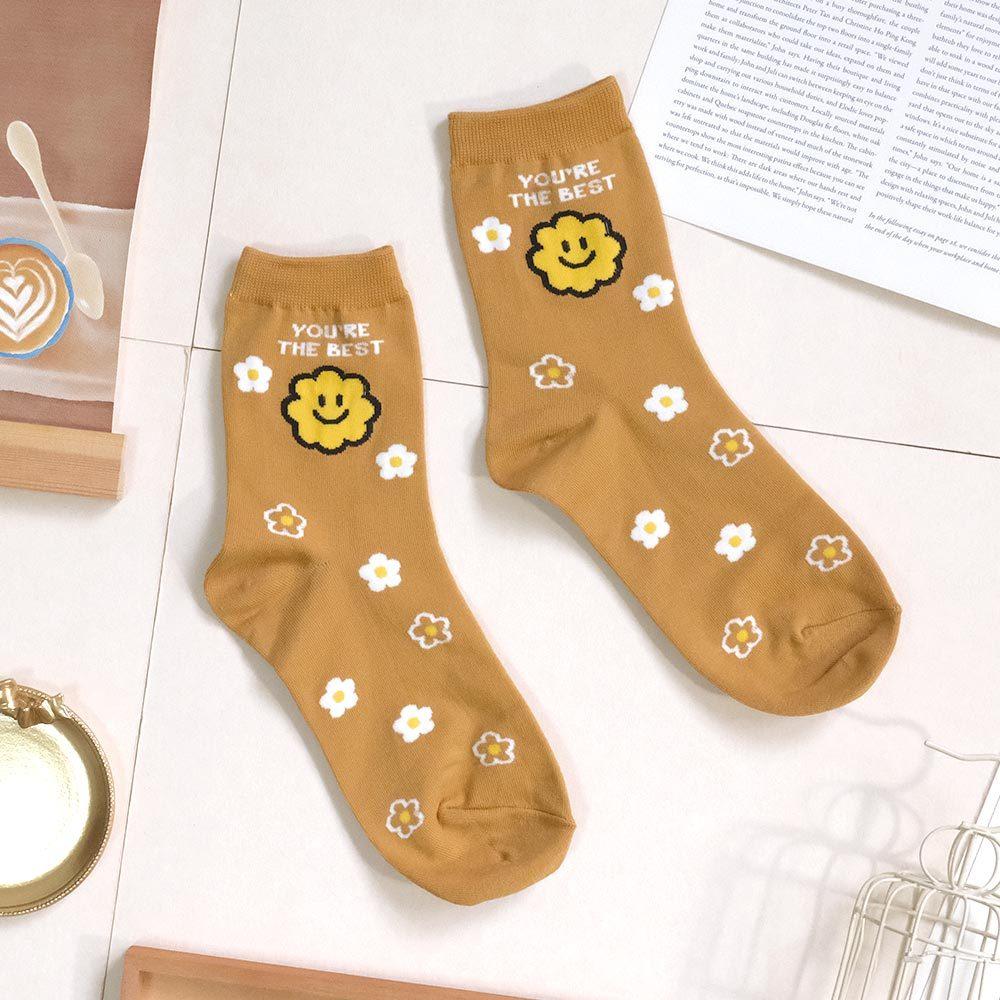 AHUA阿華有事嗎 YOU＇RE THE BEST滿版小圖動物中筒襪 K2167 正韓襪子 百搭純棉襪 韓妞必備 少女襪-細節圖8