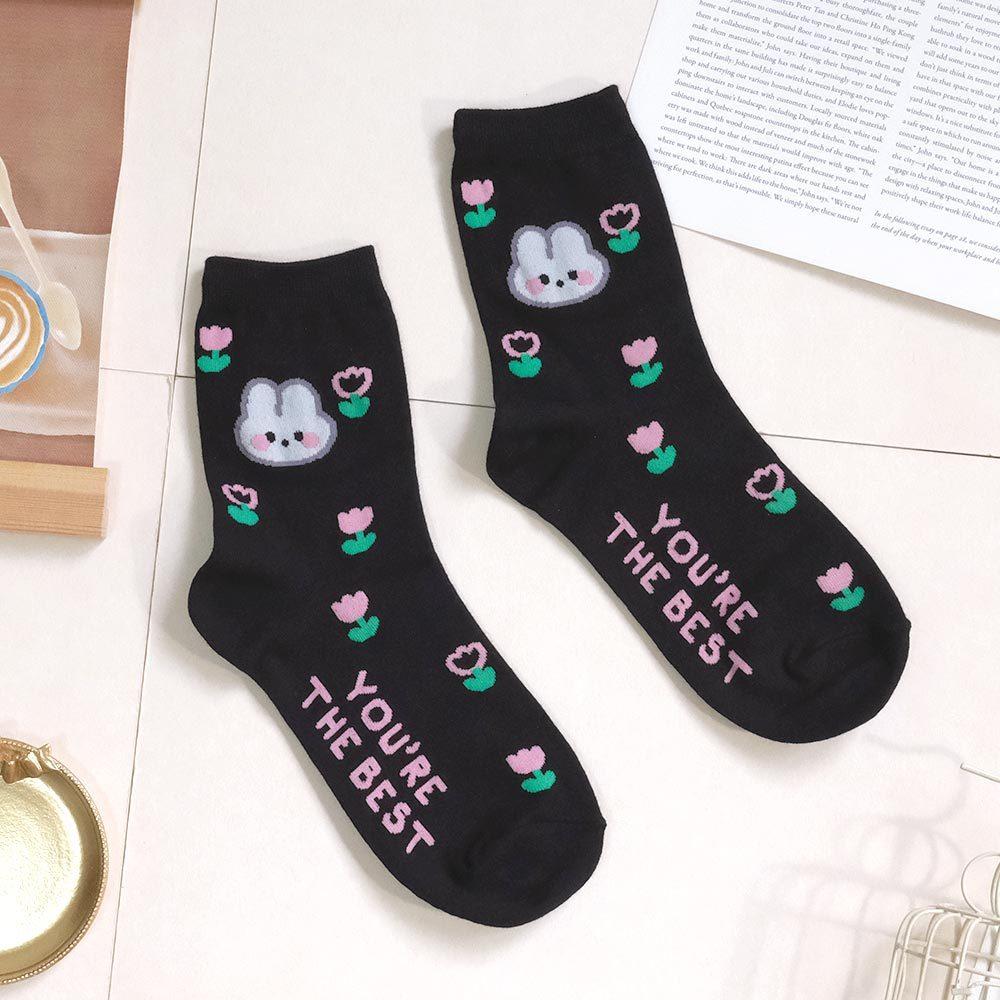 AHUA阿華有事嗎 YOU＇RE THE BEST滿版小圖動物中筒襪 K2167 正韓襪子 百搭純棉襪 韓妞必備 少女襪-細節圖9