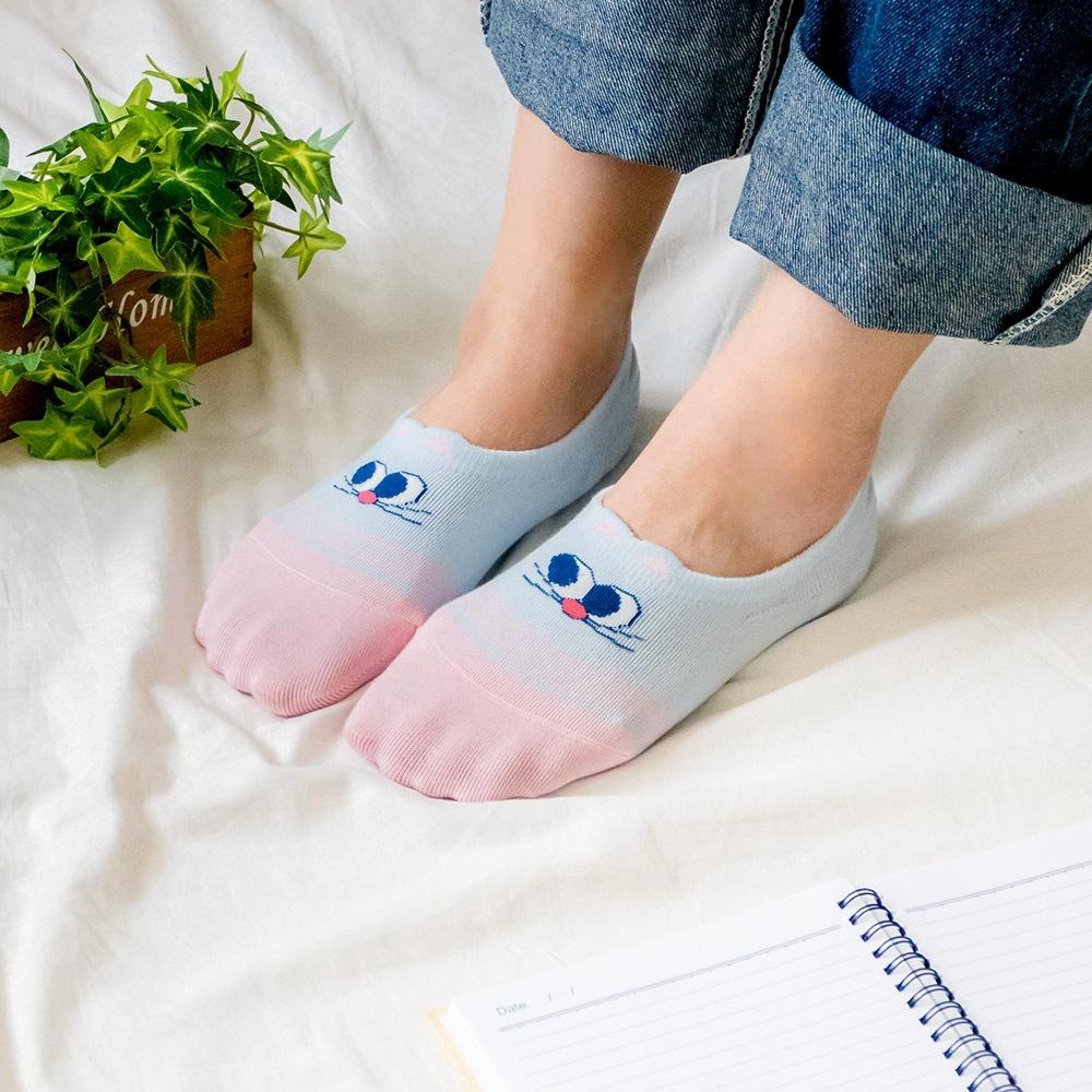 AHUA阿華有事嗎 立體耳朵側眼貓咪前跟拼色隱形襪 K2100 正韓襪子 百搭純棉襪 韓妞必備 少女襪-細節圖4