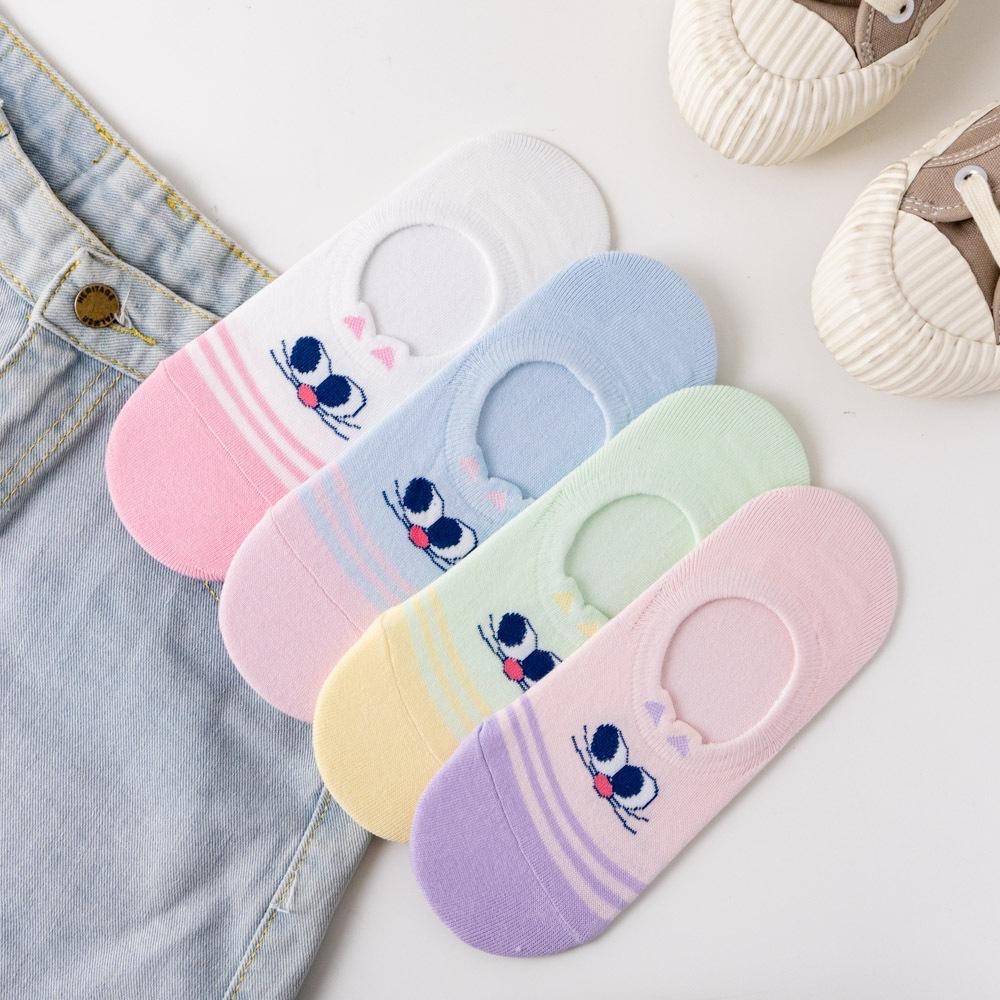 AHUA阿華有事嗎 立體耳朵側眼貓咪前跟拼色隱形襪 K2100 正韓襪子 百搭純棉襪 韓妞必備 少女襪-細節圖7