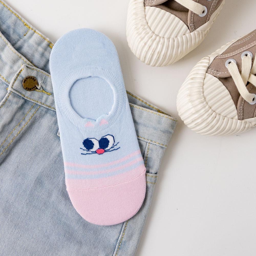 AHUA阿華有事嗎 立體耳朵側眼貓咪前跟拼色隱形襪 K2100 正韓襪子 百搭純棉襪 韓妞必備 少女襪-細節圖9