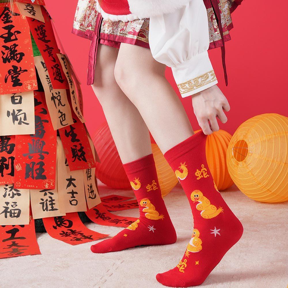 AHUA阿華有事嗎 新年吉祥可愛小蛇中筒襪 S0533 百搭純棉襪 韓妞必備 少女襪 新年 吉祥-細節圖5