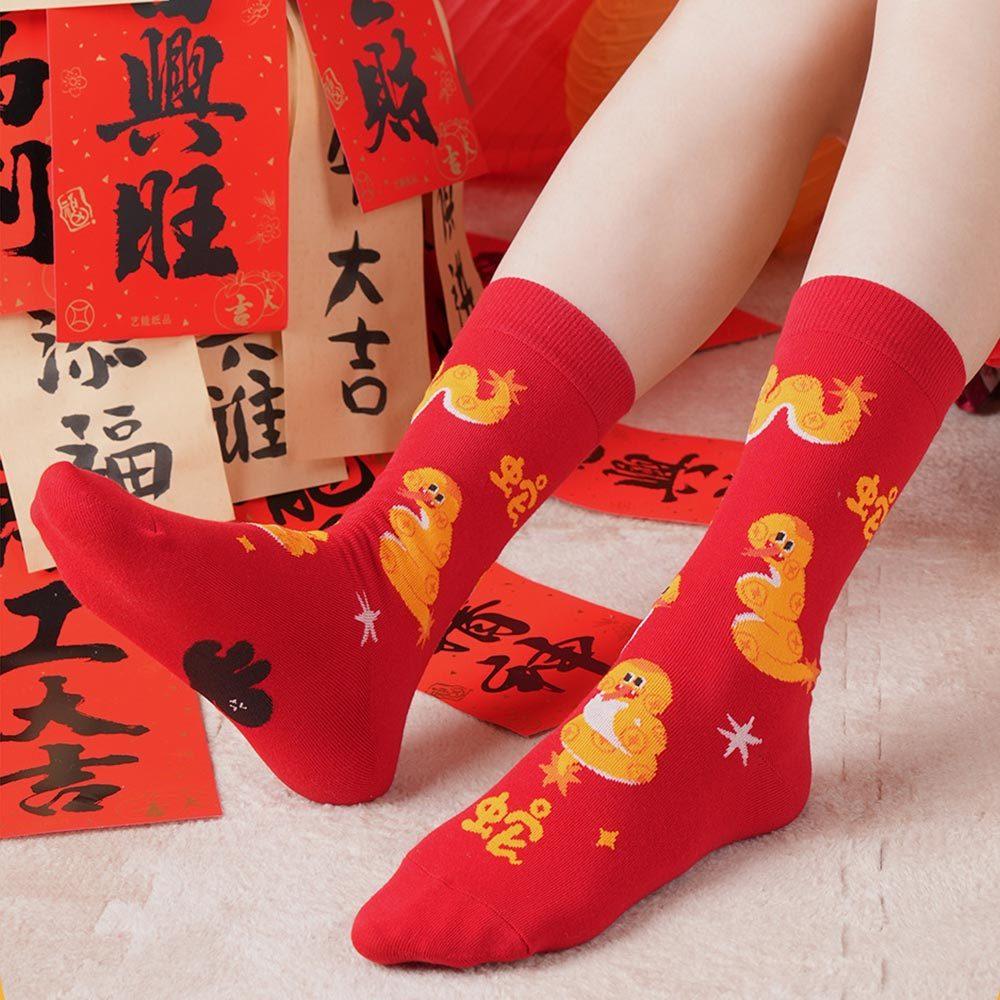 AHUA阿華有事嗎 新年吉祥可愛小蛇中筒襪 S0533 百搭純棉襪 韓妞必備 少女襪 新年 吉祥-細節圖6