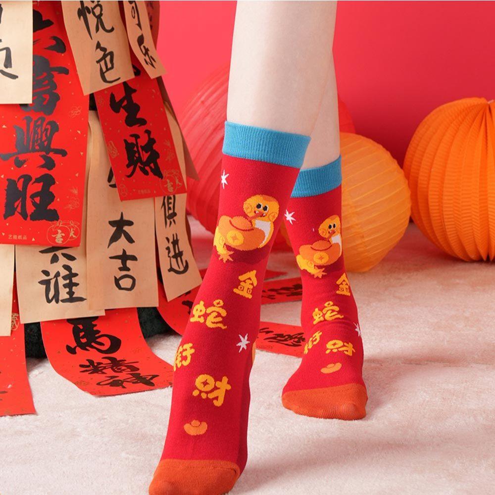 AHUA阿華有事嗎 新年吉祥可愛小蛇中筒襪 S0533 百搭純棉襪 韓妞必備 少女襪 新年 吉祥-細節圖9