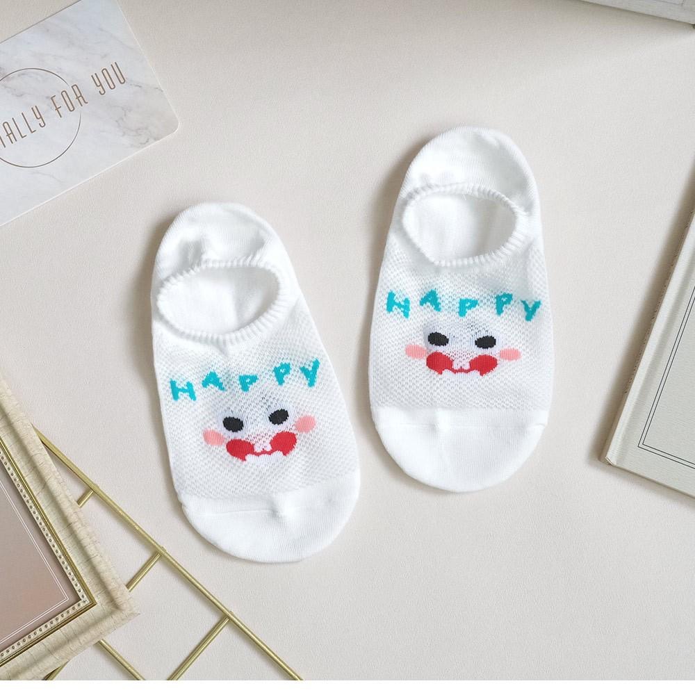 AHUA阿華有事嗎 HAPPY缺牙寶寶網眼船型襪 K2111 正韓襪子 百搭純棉襪 韓妞必備 少女襪-細節圖7