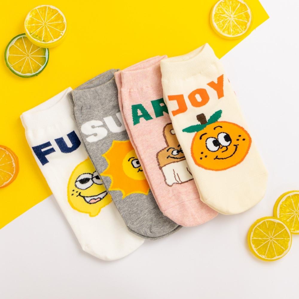 AHUA阿華有事嗎 生活樂趣英文笑臉短襪 K2103 正韓襪子 百搭純棉襪 韓妞必備 少女襪-細節圖3