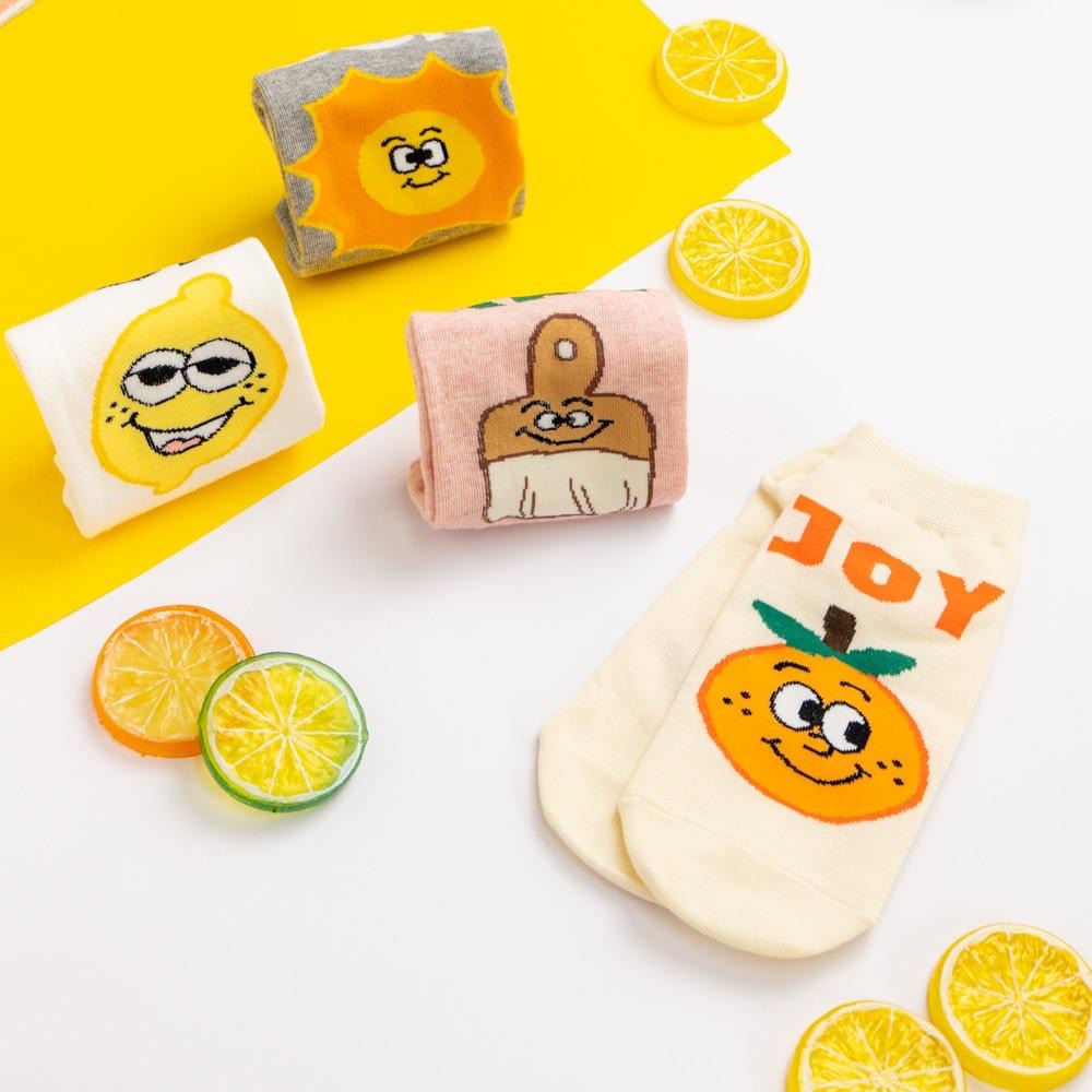 AHUA阿華有事嗎 生活樂趣英文笑臉短襪 K2103 正韓襪子 百搭純棉襪 韓妞必備 少女襪-細節圖4