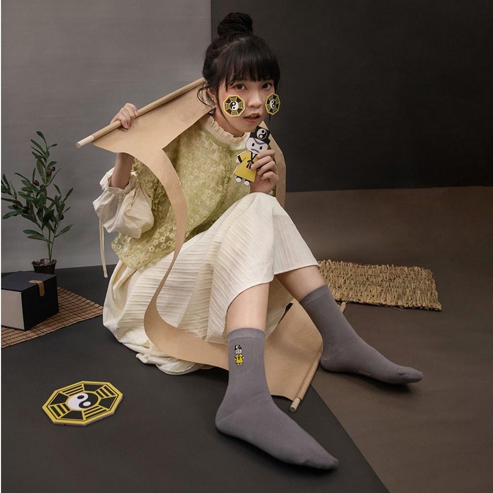 AHUA原創設計襪子 HUAER擊退鬼怪電繡AB中筒襪 Z0032 MIT台灣製造 棉質襪 原創襪 阿華有事嗎-細節圖6