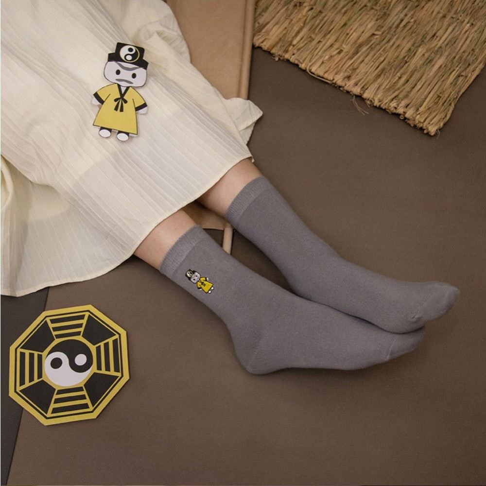 AHUA原創設計襪子 HUAER擊退鬼怪電繡AB中筒襪 Z0032 MIT台灣製造 棉質襪 原創襪 阿華有事嗎-細節圖7