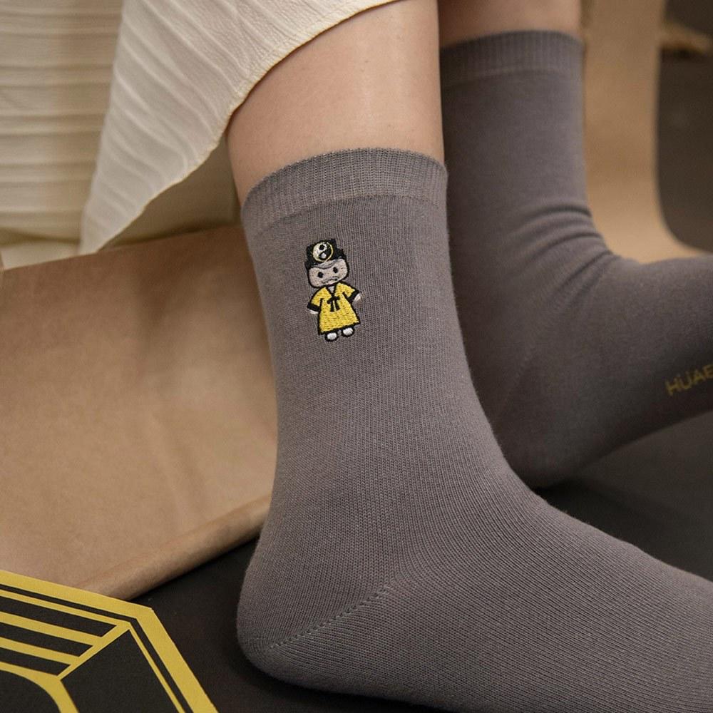 AHUA原創設計襪子 HUAER擊退鬼怪電繡AB中筒襪 Z0032 MIT台灣製造 棉質襪 原創襪 阿華有事嗎-細節圖8