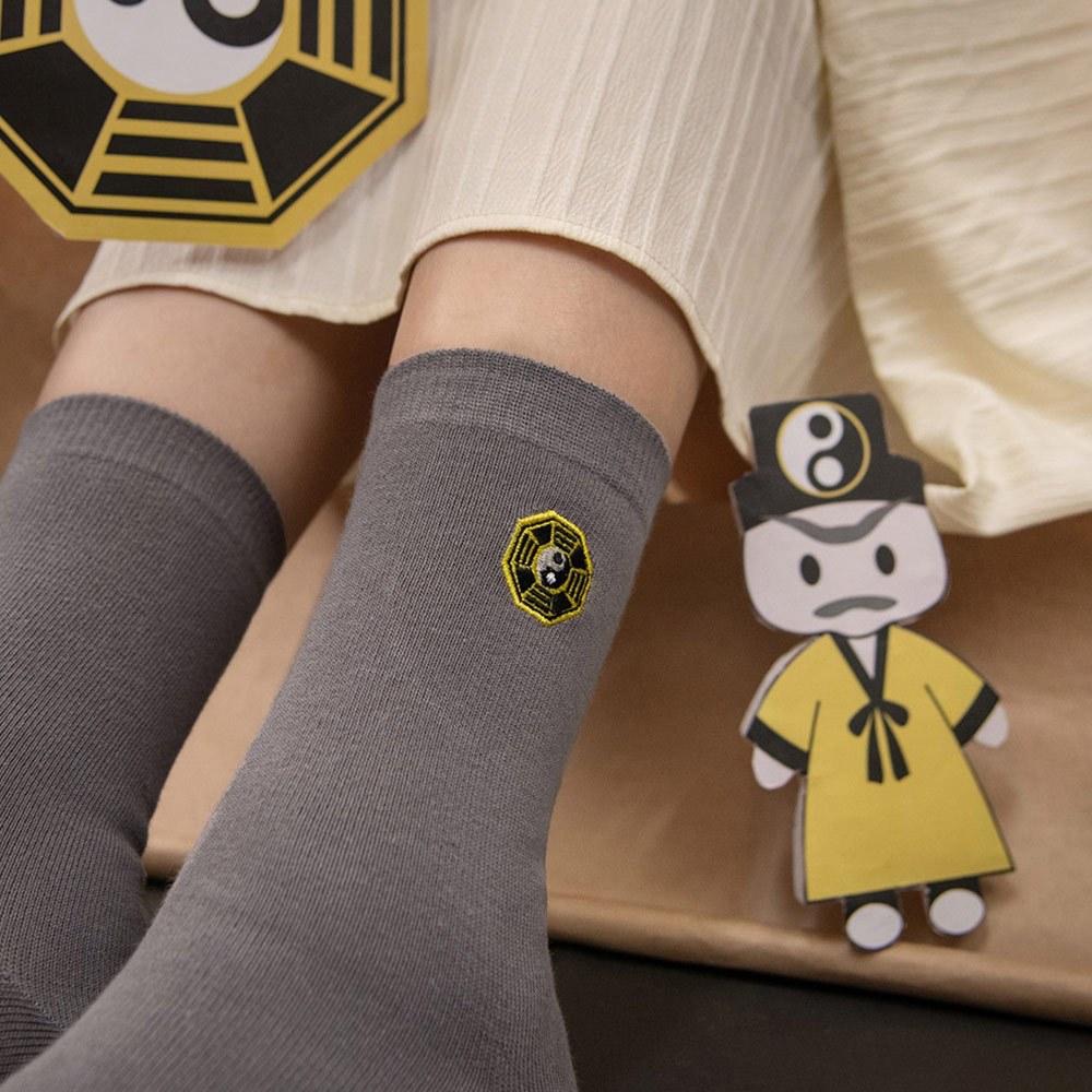 AHUA原創設計襪子 HUAER擊退鬼怪電繡AB中筒襪 Z0032 MIT台灣製造 棉質襪 原創襪 阿華有事嗎-細節圖9