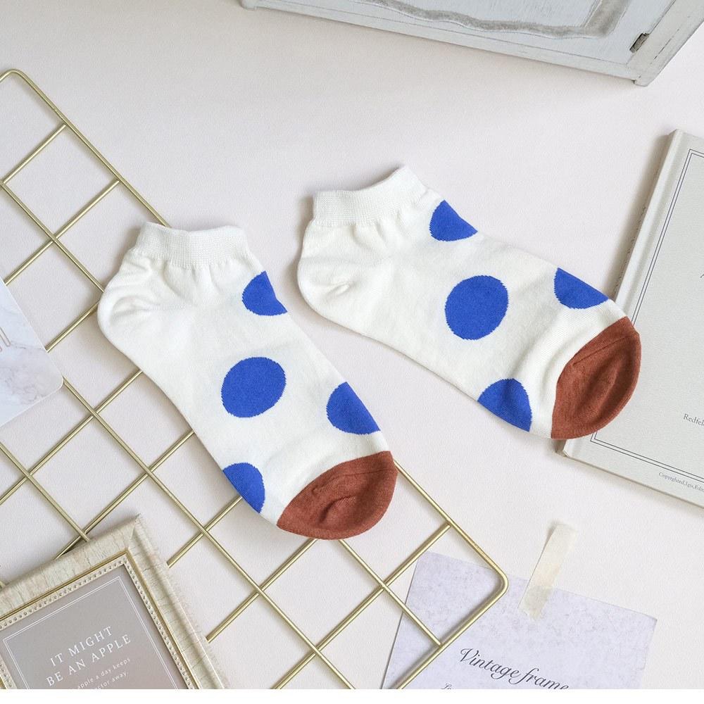AHUA阿華有事嗎 滿版撞色大圓點前跟拼色短襪 K2114 正韓襪子 百搭純棉襪 韓妞必備 少女襪-細節圖7