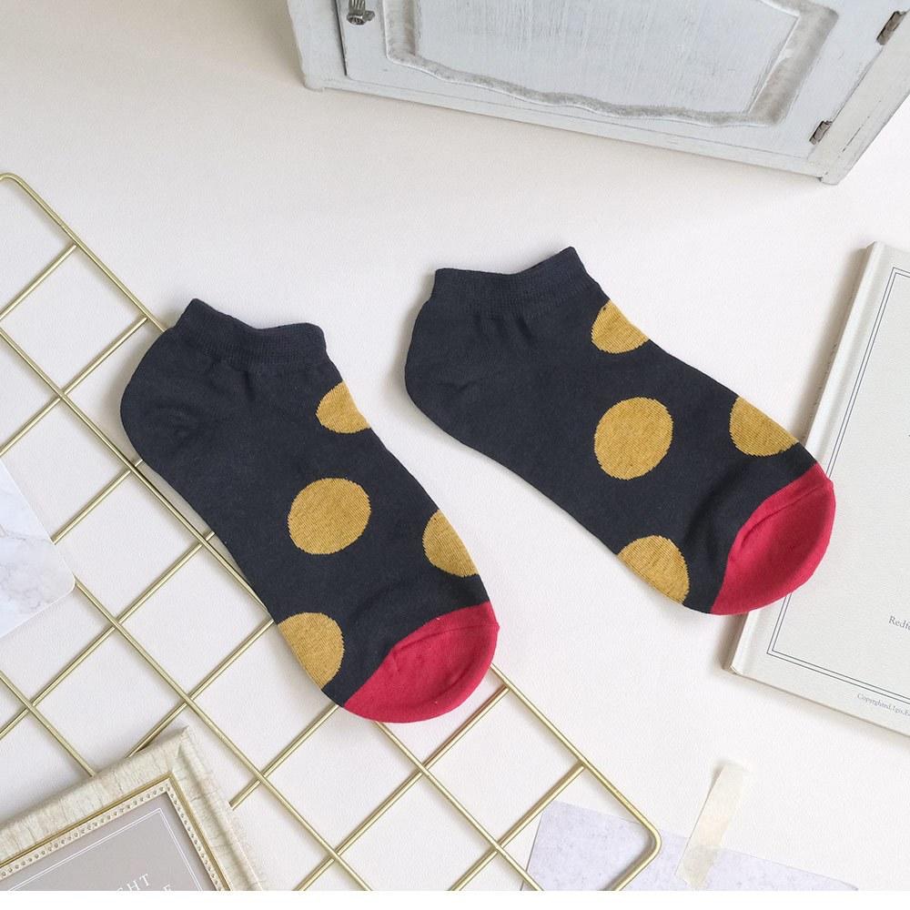 AHUA阿華有事嗎 滿版撞色大圓點前跟拼色短襪 K2114 正韓襪子 百搭純棉襪 韓妞必備 少女襪-細節圖8