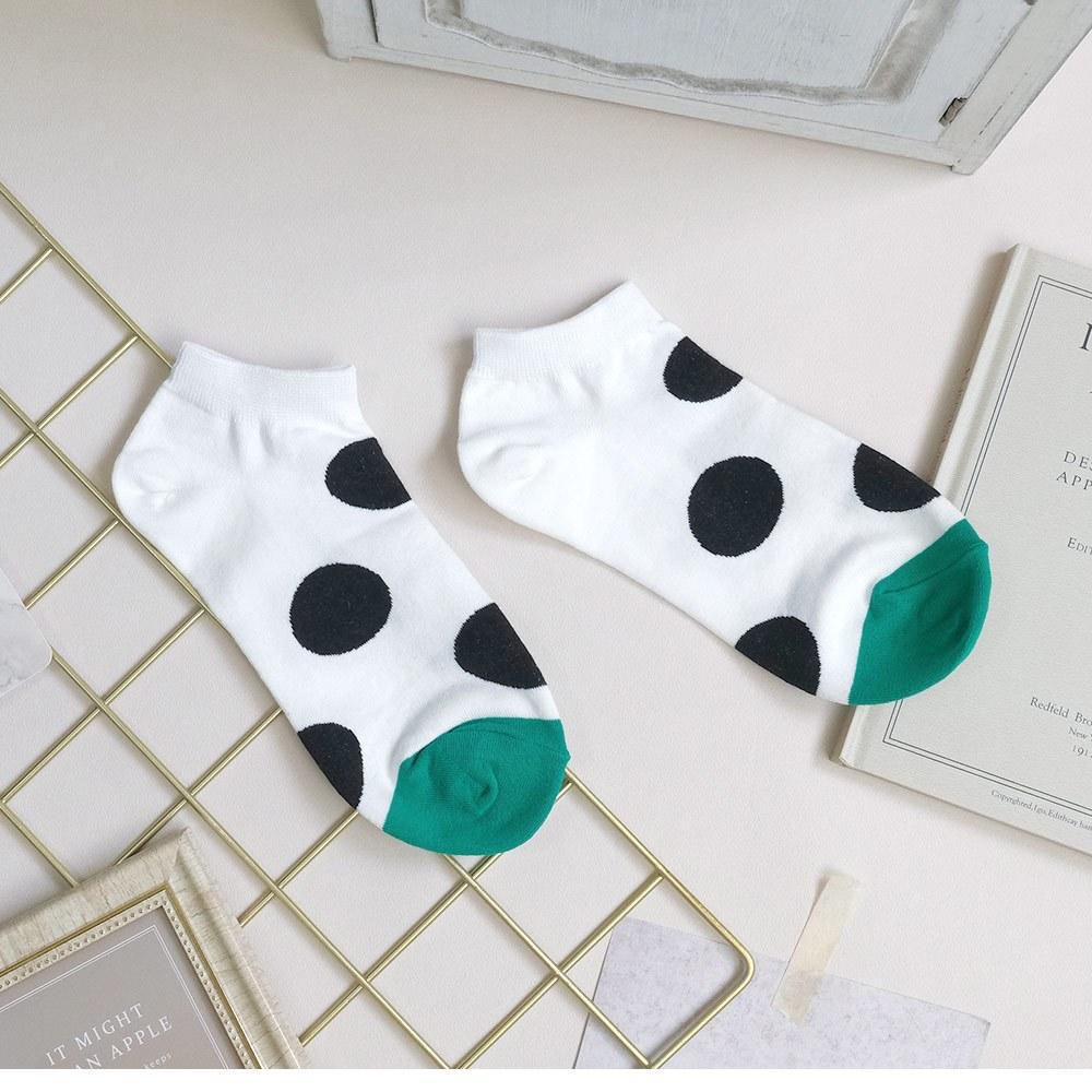 AHUA阿華有事嗎 滿版撞色大圓點前跟拼色短襪 K2114 正韓襪子 百搭純棉襪 韓妞必備 少女襪-細節圖9