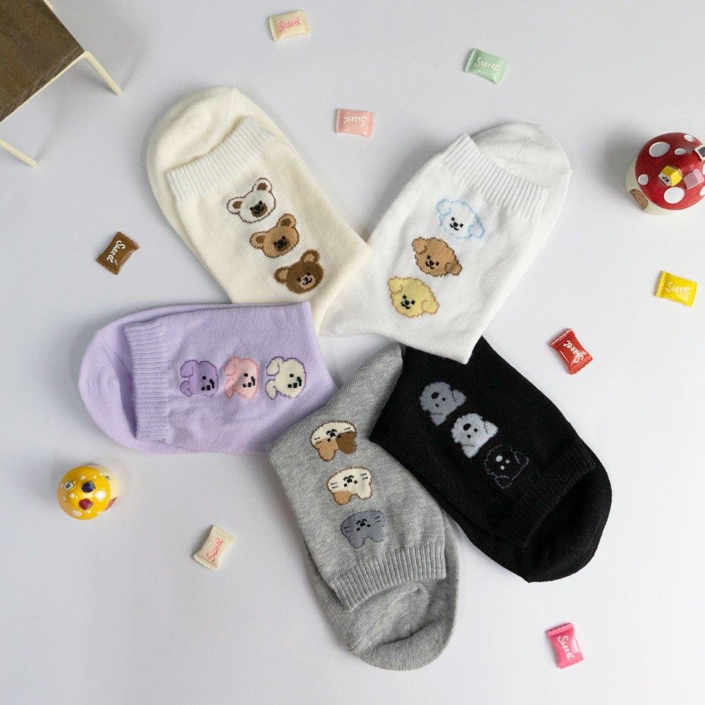 AHUA阿華有事嗎 LUCKY DOKIE三個動物小頭中筒襪 K2283 正韓襪子 百搭純棉襪 韓妞必備 少女襪-細節圖5