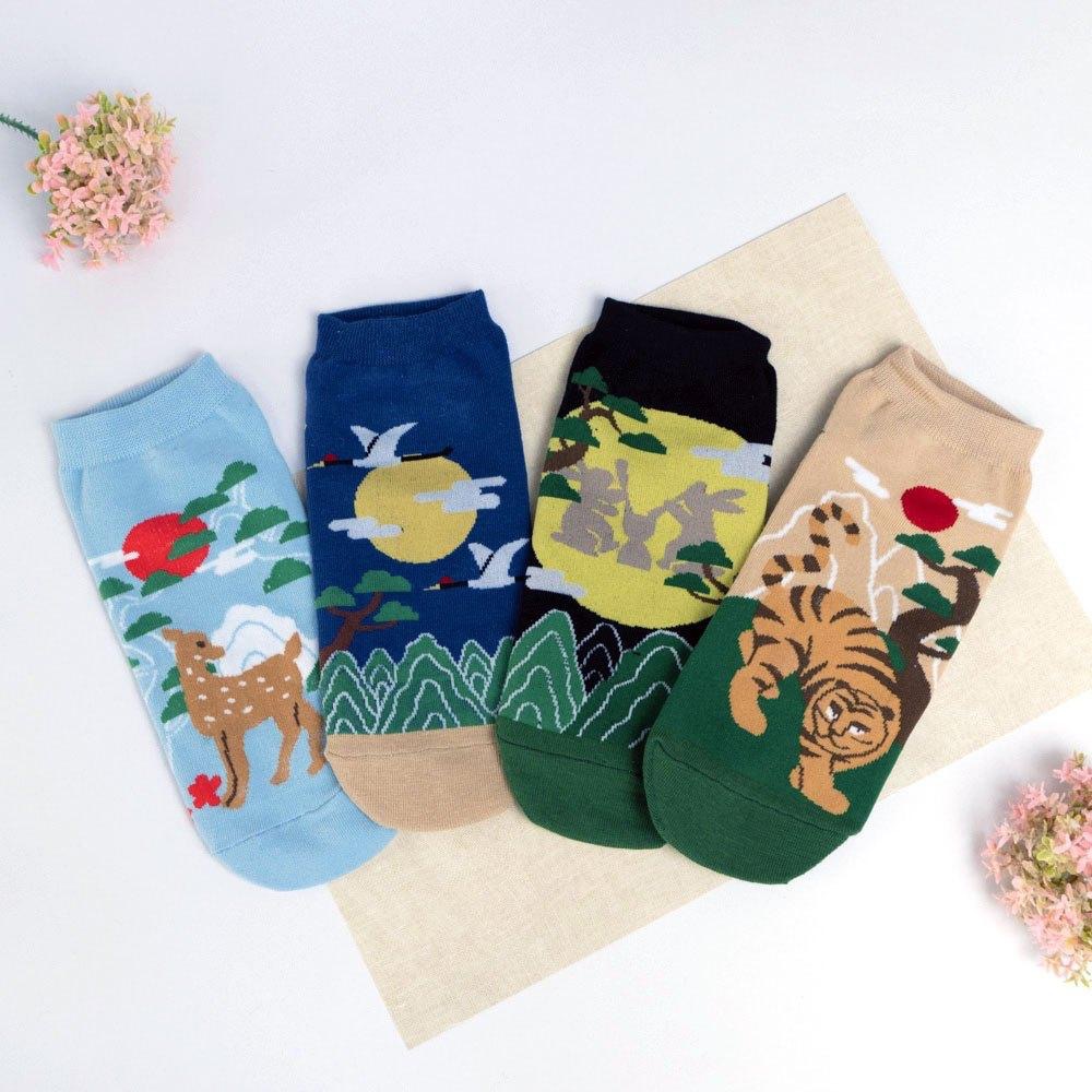 AHUA阿華有事嗎 中式插畫風格短襪 K2297 正韓襪子 百搭純棉襪 韓妞必備 少女襪-細節圖3