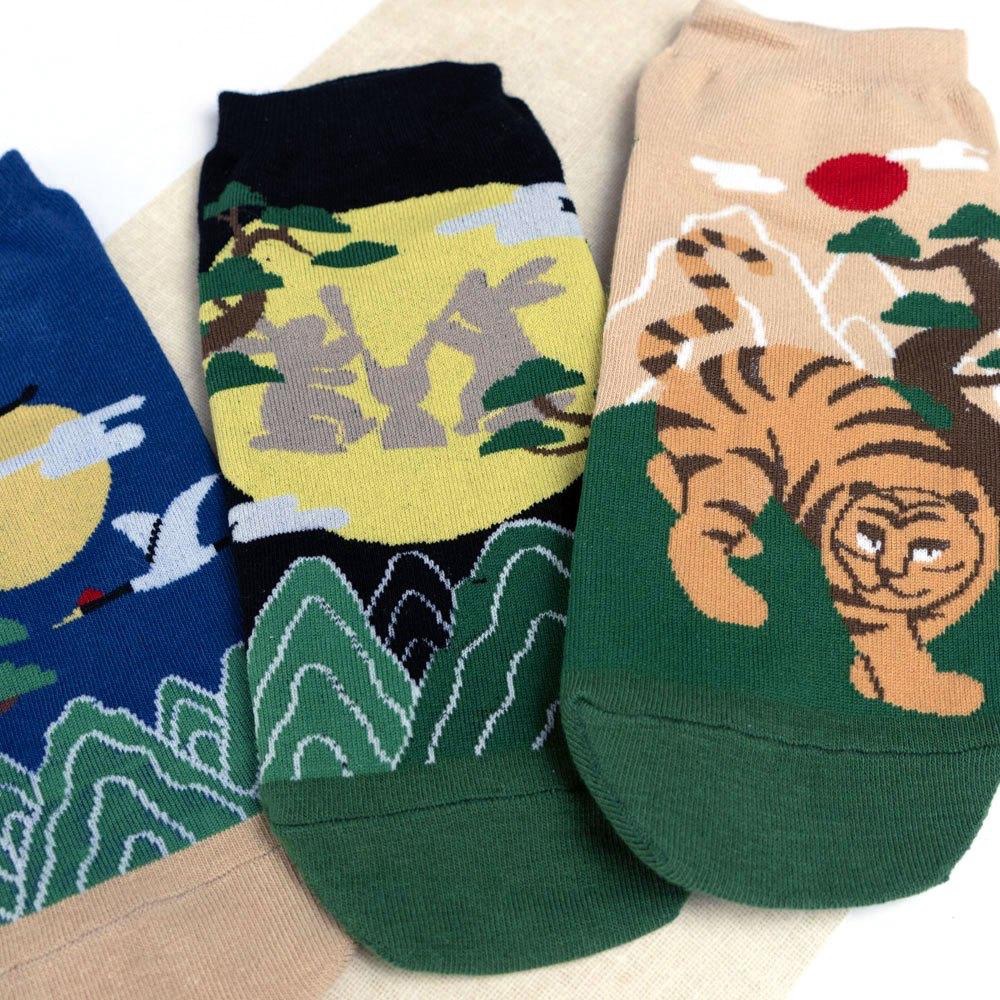 AHUA阿華有事嗎 中式插畫風格短襪 K2297 正韓襪子 百搭純棉襪 韓妞必備 少女襪-細節圖4