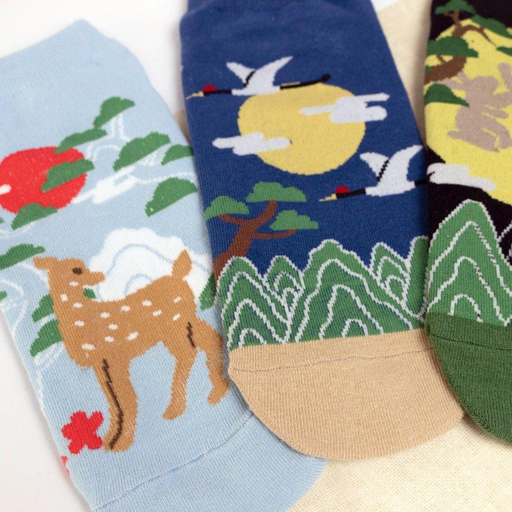 AHUA阿華有事嗎 中式插畫風格短襪 K2297 正韓襪子 百搭純棉襪 韓妞必備 少女襪-細節圖5