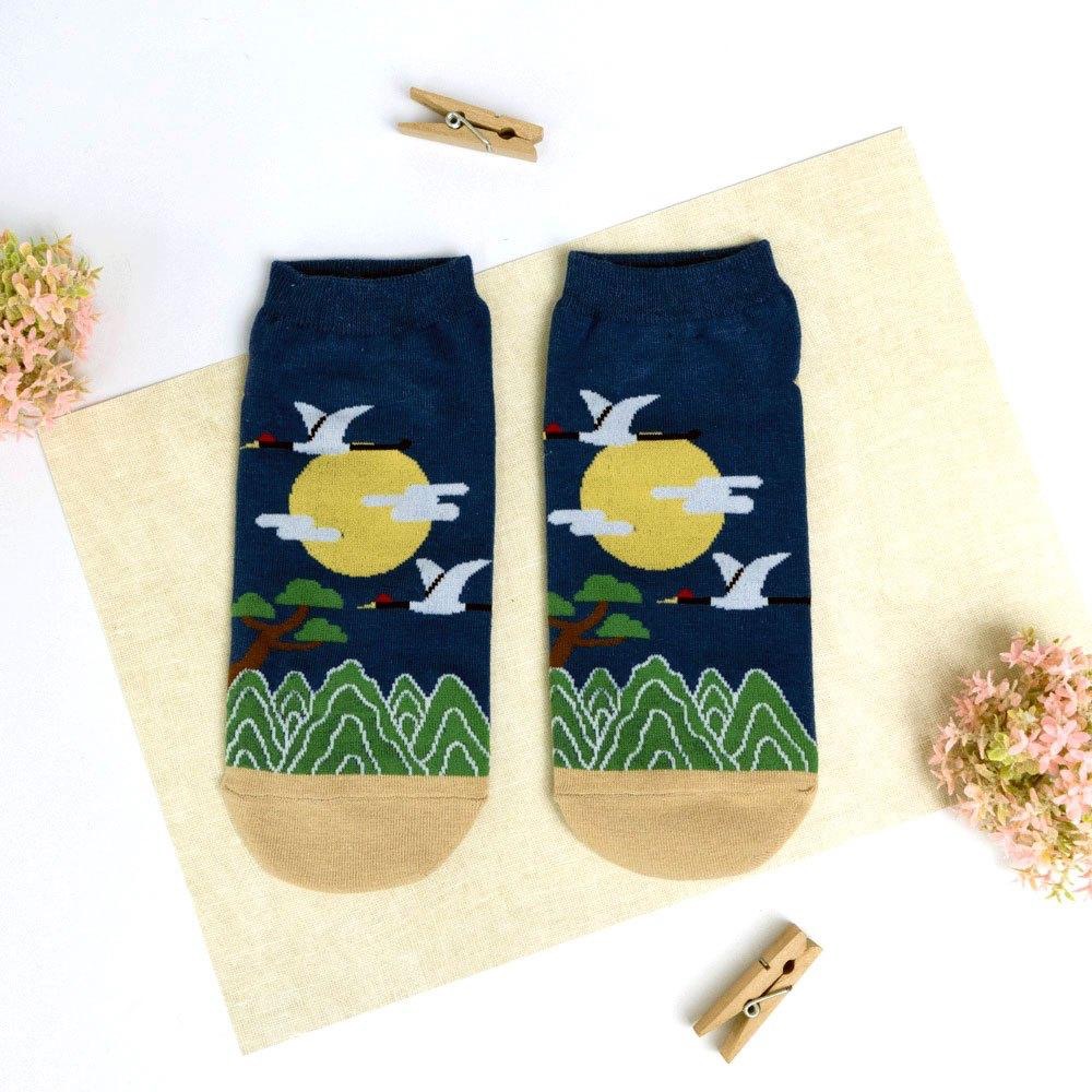 AHUA阿華有事嗎 中式插畫風格短襪 K2297 正韓襪子 百搭純棉襪 韓妞必備 少女襪-細節圖7