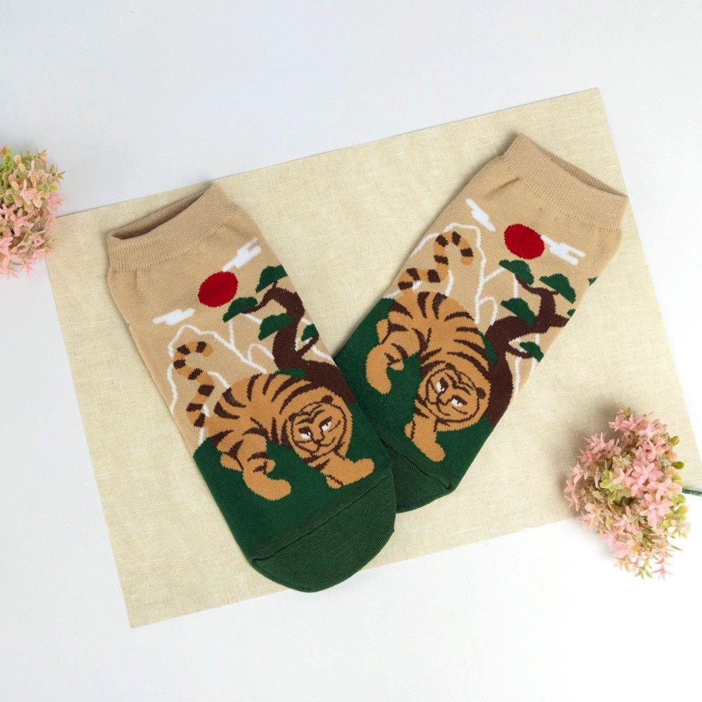 AHUA阿華有事嗎 中式插畫風格短襪 K2297 正韓襪子 百搭純棉襪 韓妞必備 少女襪-細節圖8