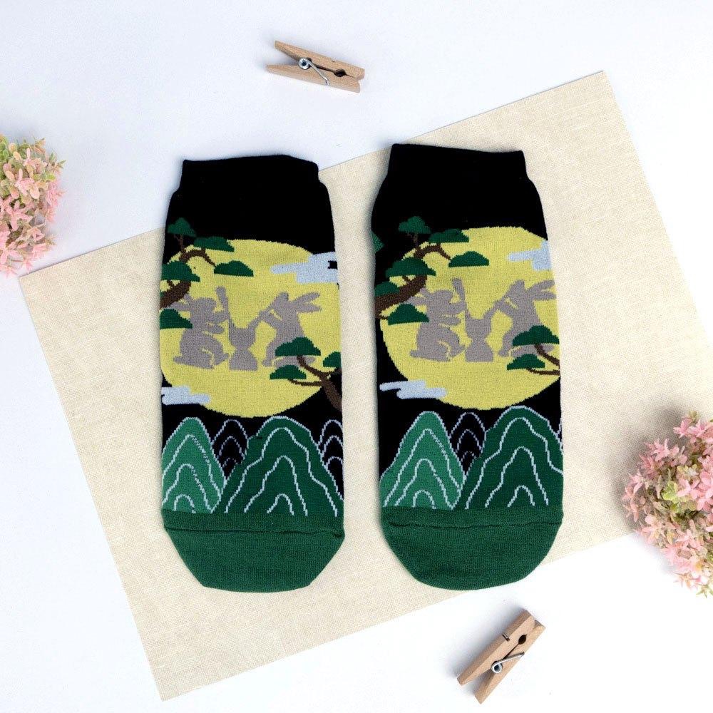 AHUA阿華有事嗎 中式插畫風格短襪 K2297 正韓襪子 百搭純棉襪 韓妞必備 少女襪-細節圖9