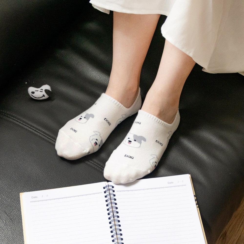 AHUA 韓國襪子 滿版吐舌動物小頭英文船型襪 K2040 韓妞必備 百搭純棉襪 正韓襪子 少女襪 阿華有事嗎-細節圖3