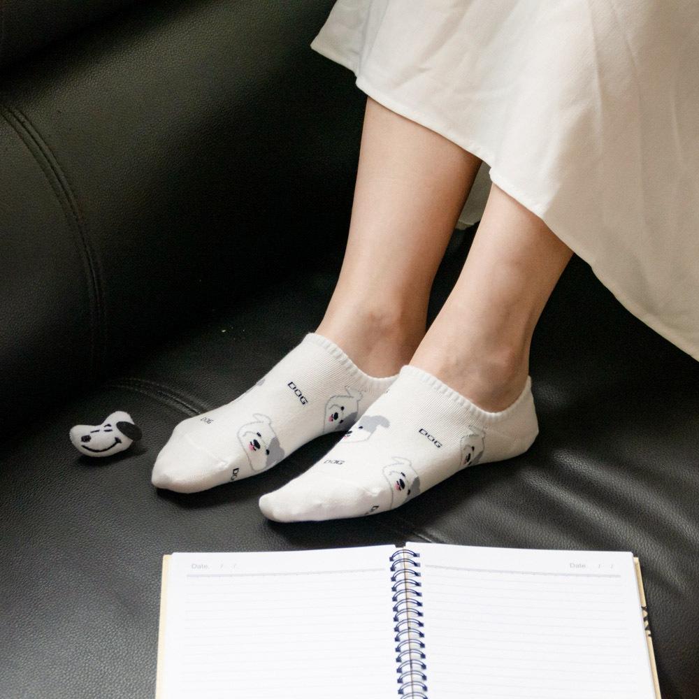 AHUA 韓國襪子 滿版吐舌動物小頭英文船型襪 K2040 韓妞必備 百搭純棉襪 正韓襪子 少女襪 阿華有事嗎-細節圖4