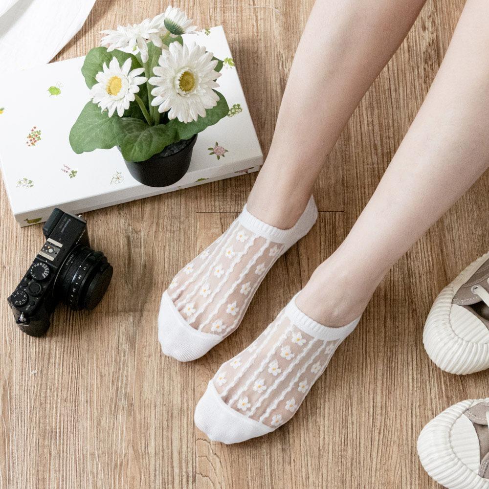 AHUA 韓國襪子 腳背透膚線條花朵船型襪 K2072 韓妞必備 百搭純棉襪 正韓襪子 少女襪 阿華有事嗎-細節圖3