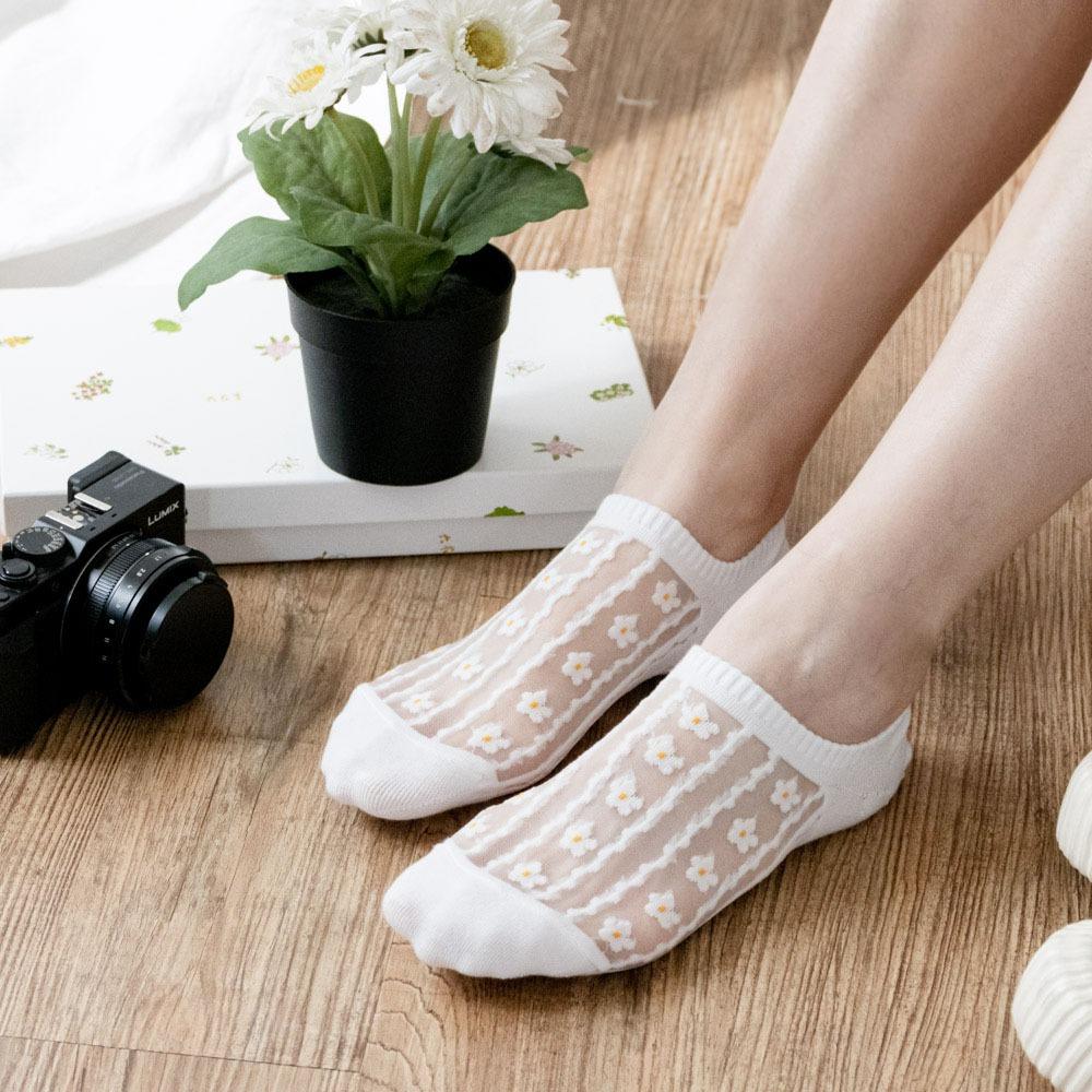 AHUA 韓國襪子 腳背透膚線條花朵船型襪 K2072 韓妞必備 百搭純棉襪 正韓襪子 少女襪 阿華有事嗎-細節圖4