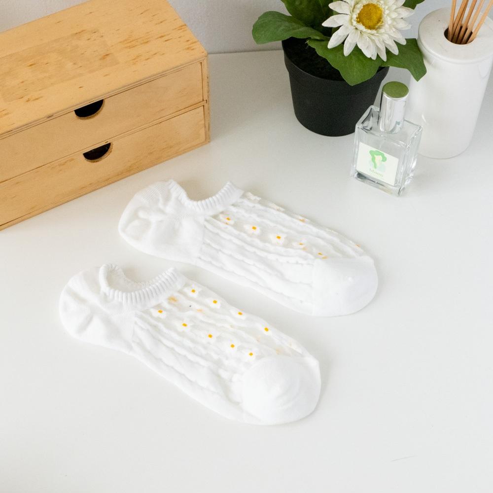 AHUA 韓國襪子 腳背透膚線條花朵船型襪 K2072 韓妞必備 百搭純棉襪 正韓襪子 少女襪 阿華有事嗎-細節圖7