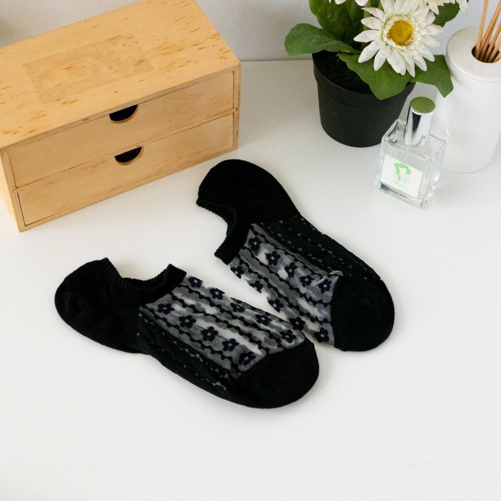 AHUA 韓國襪子 腳背透膚線條花朵船型襪 K2072 韓妞必備 百搭純棉襪 正韓襪子 少女襪 阿華有事嗎-細節圖8