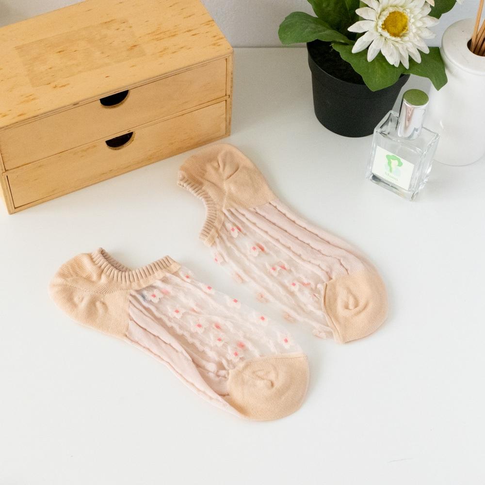 AHUA 韓國襪子 腳背透膚線條花朵船型襪 K2072 韓妞必備 百搭純棉襪 正韓襪子 少女襪 阿華有事嗎-細節圖9