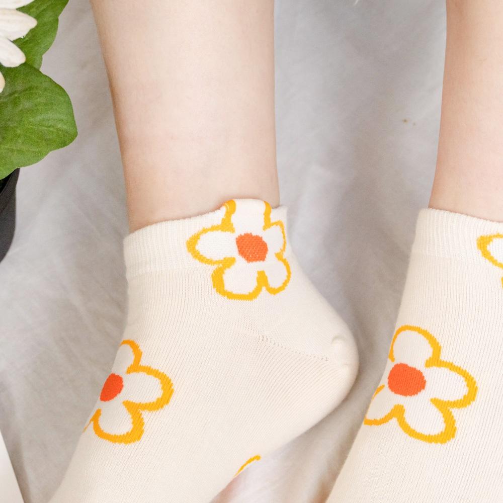 AHUA 韓國襪子 滿版立體耳朵小花前跟拼色短襪 K1984 韓妞必備 百搭純棉襪 正韓襪子 少女襪 阿華有事嗎-細節圖4