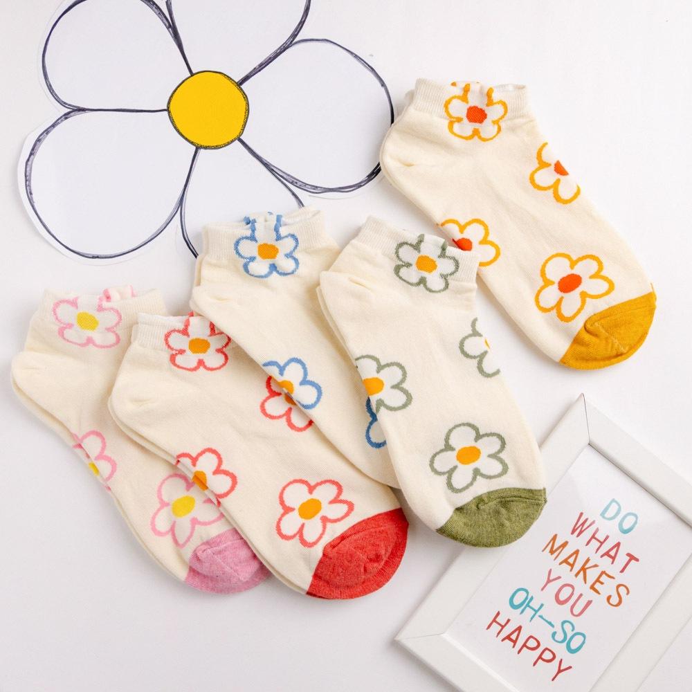 AHUA 韓國襪子 滿版立體耳朵小花前跟拼色短襪 K1984 韓妞必備 百搭純棉襪 正韓襪子 少女襪 阿華有事嗎-細節圖6