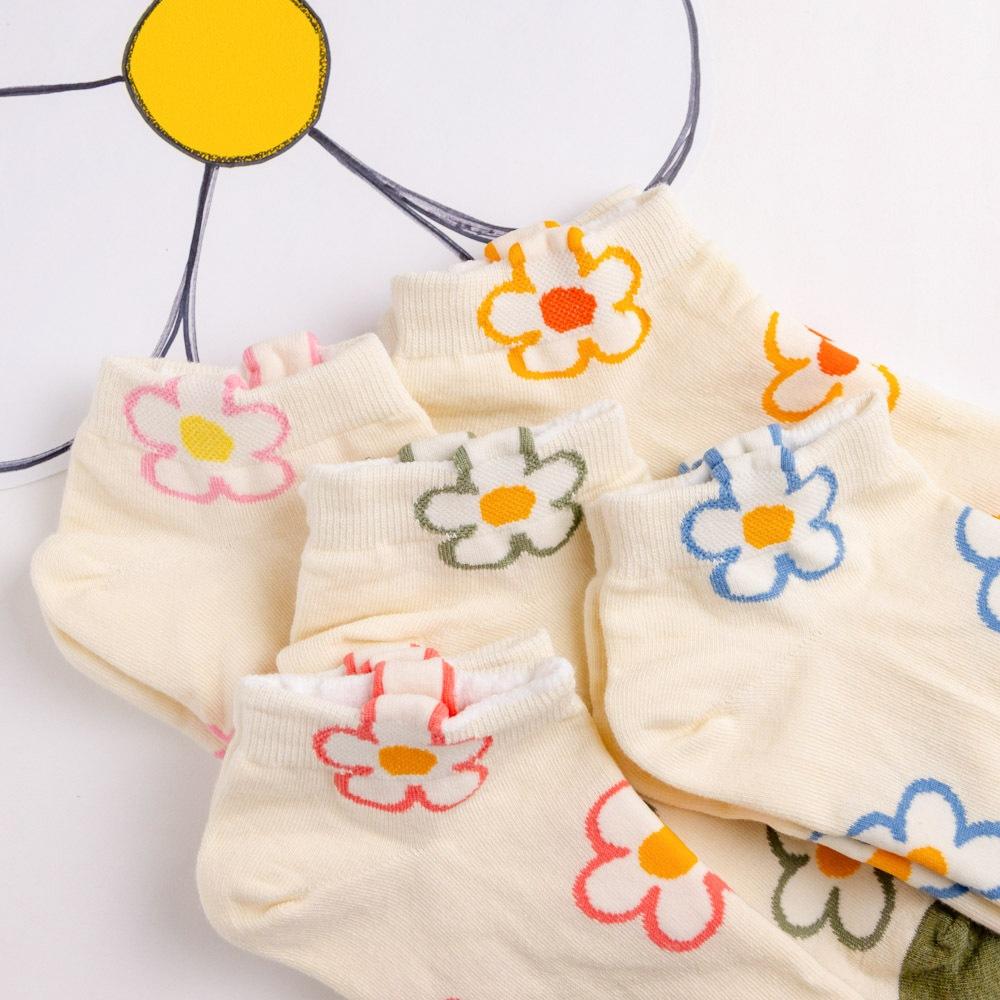 AHUA 韓國襪子 滿版立體耳朵小花前跟拼色短襪 K1984 韓妞必備 百搭純棉襪 正韓襪子 少女襪 阿華有事嗎-細節圖7