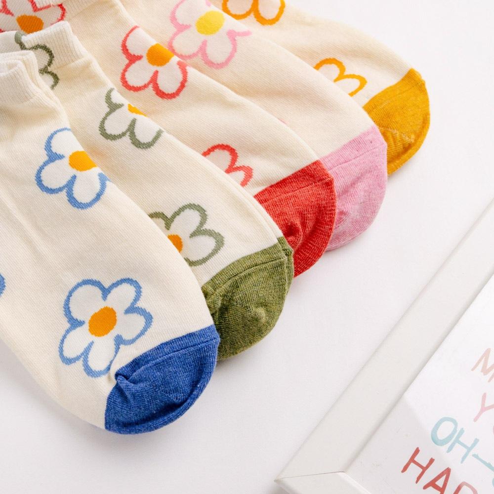 AHUA 韓國襪子 滿版立體耳朵小花前跟拼色短襪 K1984 韓妞必備 百搭純棉襪 正韓襪子 少女襪 阿華有事嗎-細節圖8