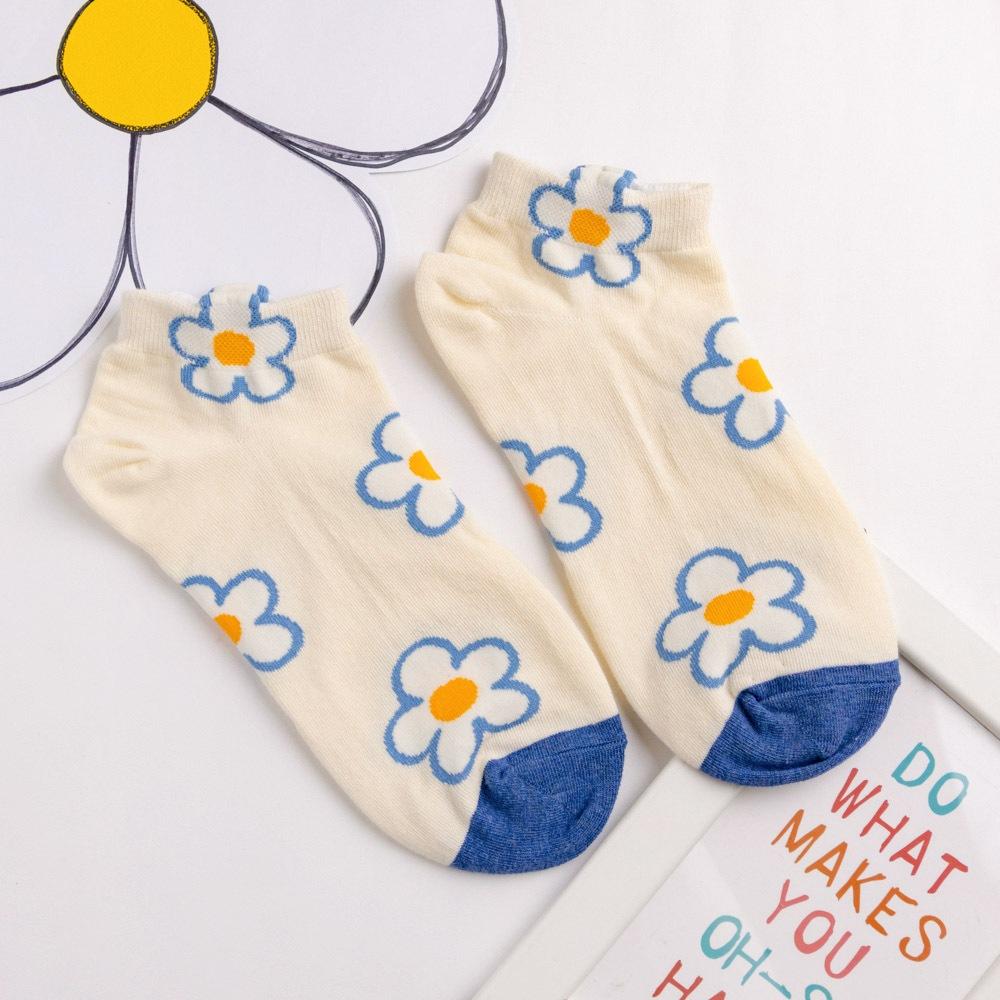 AHUA 韓國襪子 滿版立體耳朵小花前跟拼色短襪 K1984 韓妞必備 百搭純棉襪 正韓襪子 少女襪 阿華有事嗎-細節圖9