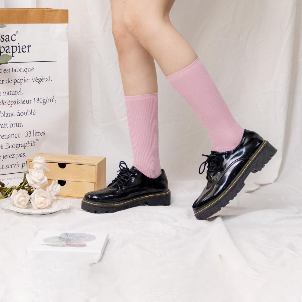 AHUA阿華有事嗎 韓國襪子純色坑條中長筒襪  K1948 韓妞必備 百搭純棉襪  韓系 日系 可愛 純色-細節圖4