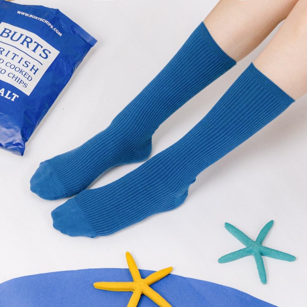 AHUA阿華有事嗎 韓國襪子純色坑條中長筒襪  K1948 韓妞必備 百搭純棉襪  韓系 日系 可愛 純色-細節圖5