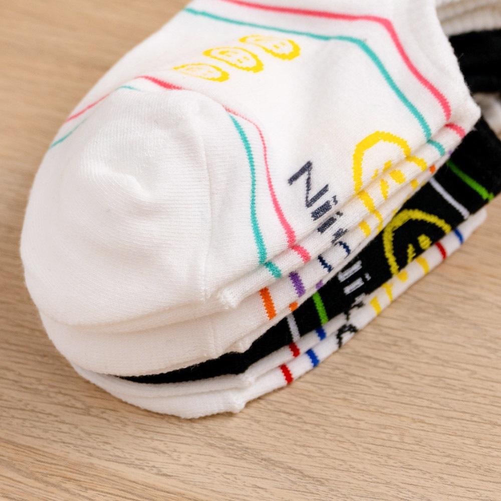 AHUA 韓國襪子 雙色條紋NICE!縷空笑臉船型襪K2000 韓妞必備 百搭純棉襪 正韓襪子 少女襪 阿華有事嗎-細節圖7