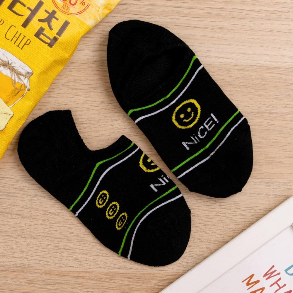 AHUA 韓國襪子 雙色條紋NICE!縷空笑臉船型襪K2000 韓妞必備 百搭純棉襪 正韓襪子 少女襪 阿華有事嗎-細節圖9