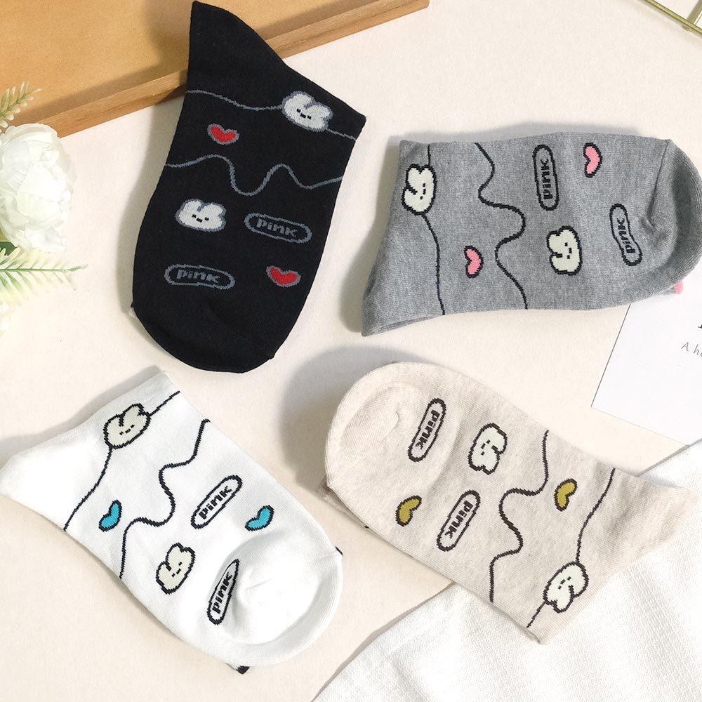 AHUA阿華有事嗎 滿版兔子愛心波浪符號中筒襪 K2275 正韓襪子 百搭純棉襪 韓妞必備 少女襪-細節圖7